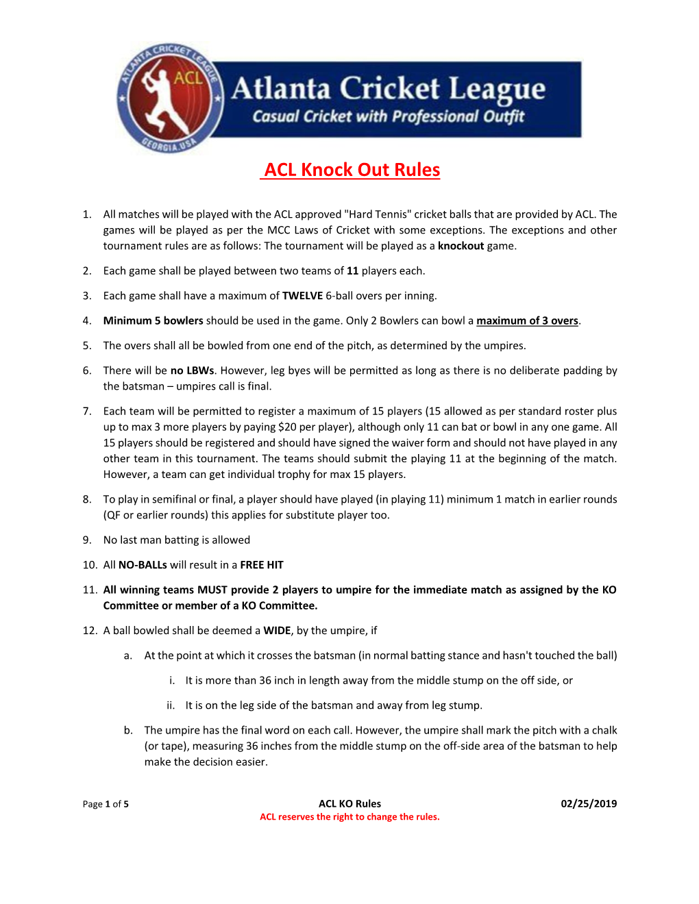 ACL Knock out Rules