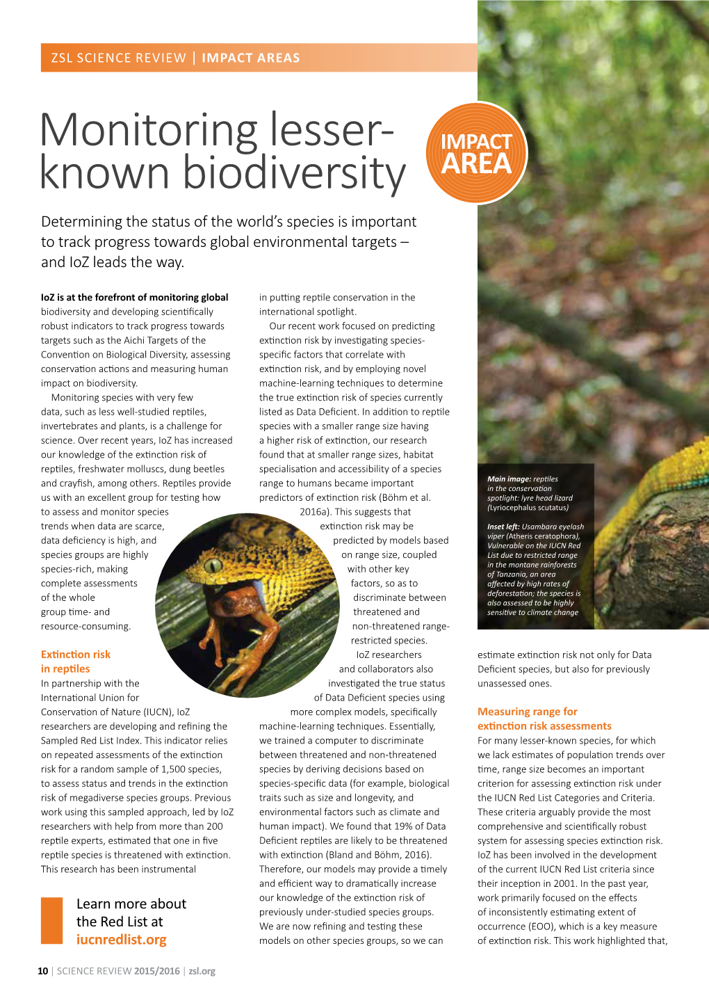 Monitoring Lesser- Known Biodiversity