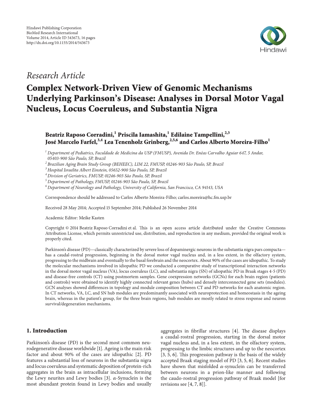 Complex Network-Driven View of Genomic Mechanisms Underlying Parkinson’S Disease: Analyses in Dorsal Motor Vagal Nucleus, Locus Coeruleus, and Substantia Nigra