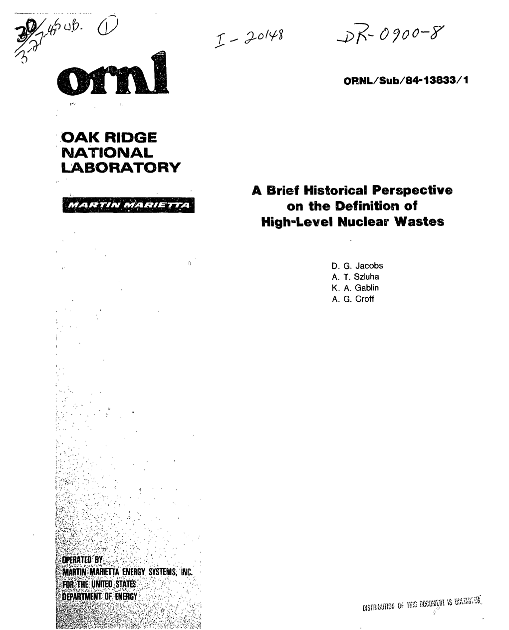 Brief Historical Perspective on the Definition of High-Level Nuclear Wastes