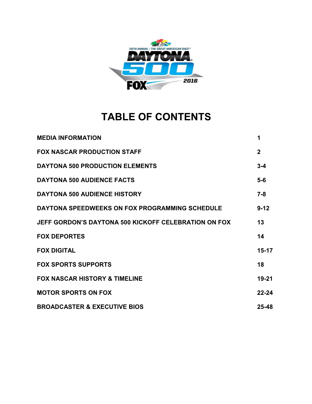 Table of Contents