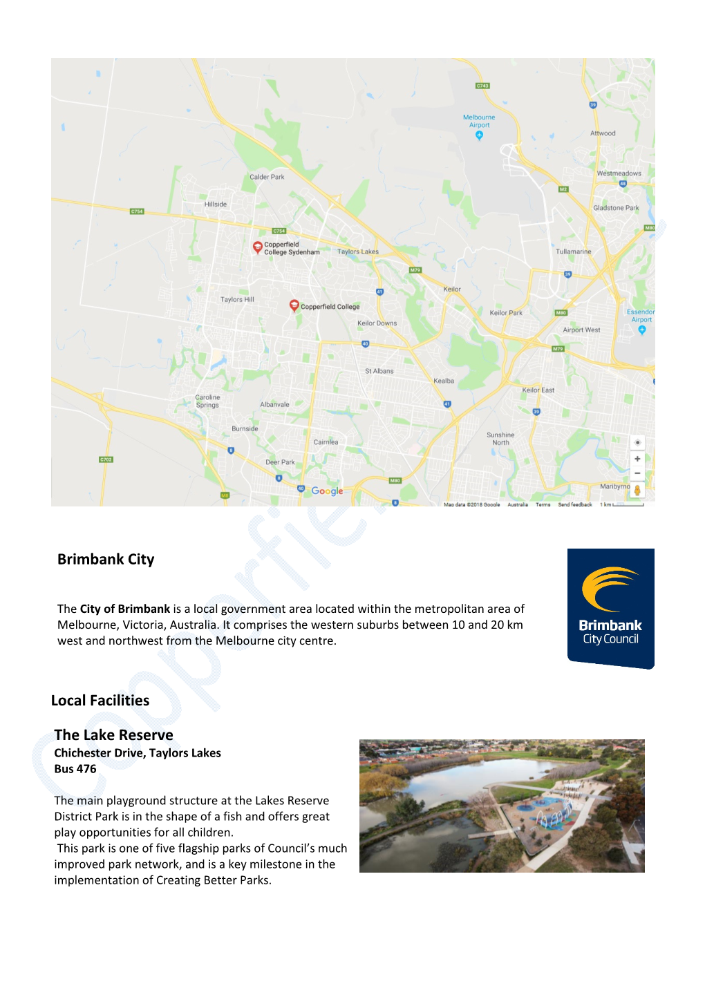 Brimbank City Local Facilities the Lake Reserve