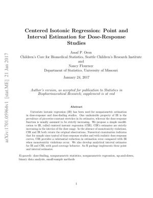 Centered Isotonic Regression: Point and Interval Estimation for Dose-Response Studies