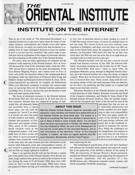INSTITUTE on the INTERNET by Tim Cashion, Membership Coordinator