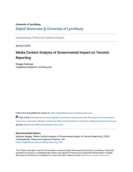 Media Content Analysis of Governmental Impact on Terrorist Reporting