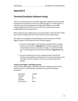 Appendix B Terminal Emulation Software Setup