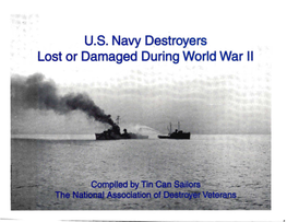 U.S. Navy D.Estroyers Lost Or Damaged During World War II