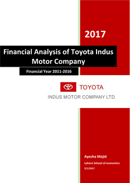 Financial Analysis of Toyota Indus Motor Company