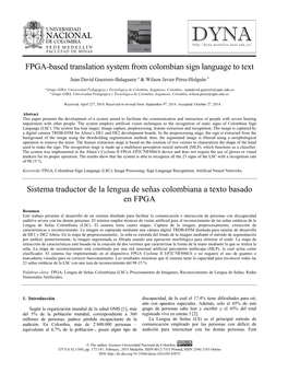 FPGA-Based Translation System from Colombian Sign Language to Text
