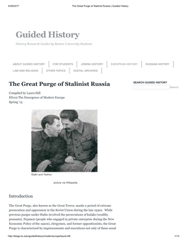 The Great Purge of Stalinist Russia Guided History