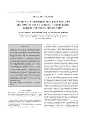 Treatment of Interdigital Tinea Pedis with 25% and 50% Tea Tree Oil Solution: a Randomized, Placebo-Controlled, Blinded Study