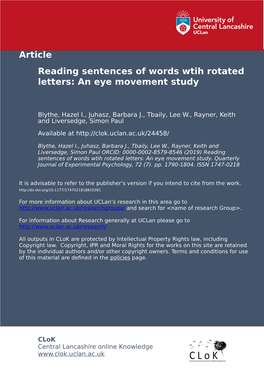 Reading Sentences of Words with Rotated Letters: an Eye Movement Study