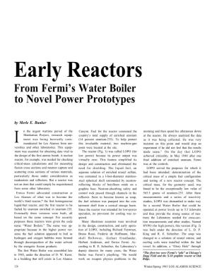 Early Reactors from Fermi’S Water Boiler to Novel Power Prototypes