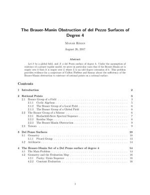 The Brauer-Manin Obstruction of Del Pezzo Surfaces of Degree 4