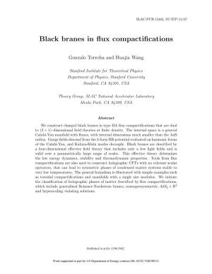 Black Branes in Flux Compactifications