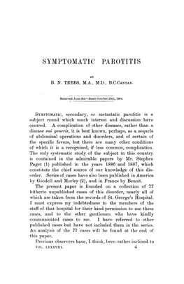 Symptomatic Parotitis