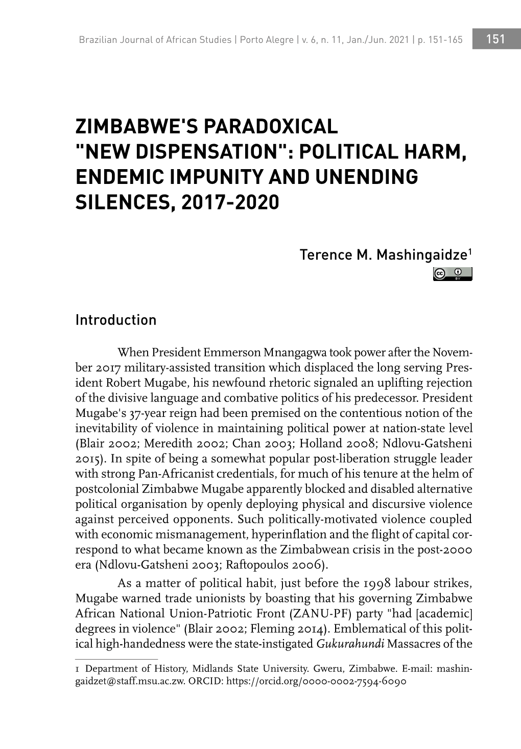 Political Harm, Endemic Impunity and Unending Silences, 2017-2020