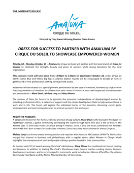 Dress for Success to Partner with Amaluna by Cirque Du Soleil to Showcase Empowered Women
