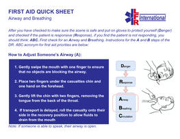 FIRST AID QUICK SHEET- Airway and Breathing
