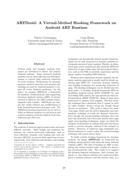 Artdroid: a Virtual-Method Hooking Framework on Android ART Runtime
