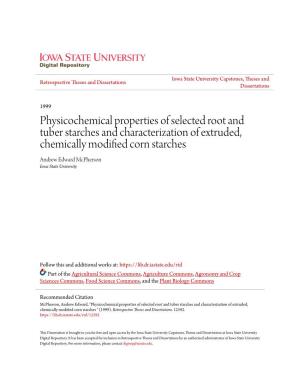 Physicochemical Properties of Selected Root and Tuber Starches