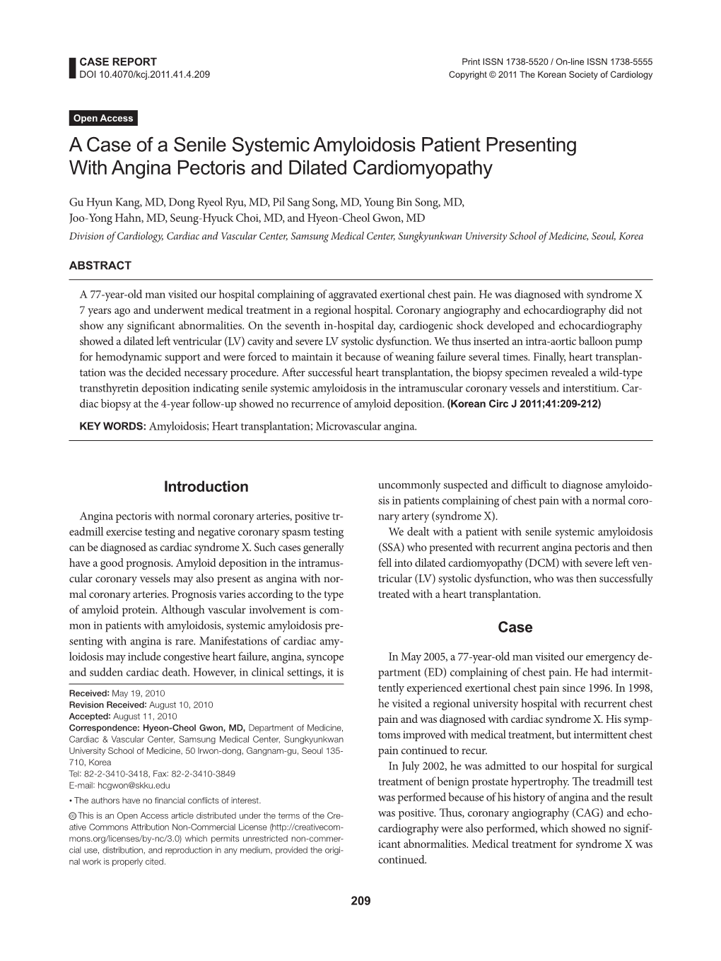 A Case of a Senile Systemic Amyloidosis Patient Presenting with Angina Pectoris and Dilated Cardiomyopathy