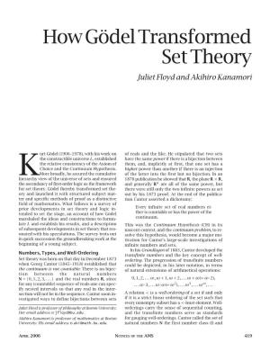 How Gödel Transformed Set Theory, Volume 53, Number 4