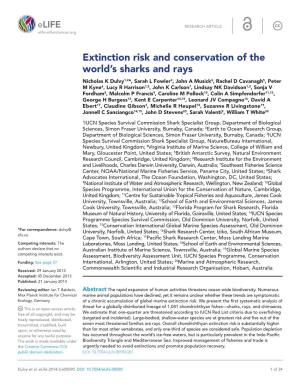 Extinction Risk and Conservation of the World's Sharks and Rays