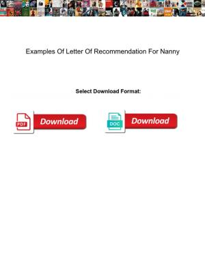 Examples of Letter of Recommendation for Nanny