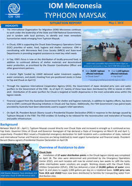 IOM Micronesia TYPHOON MAYSAK SITUATION REPORT May 1, 2015 HIGHLIGHTS