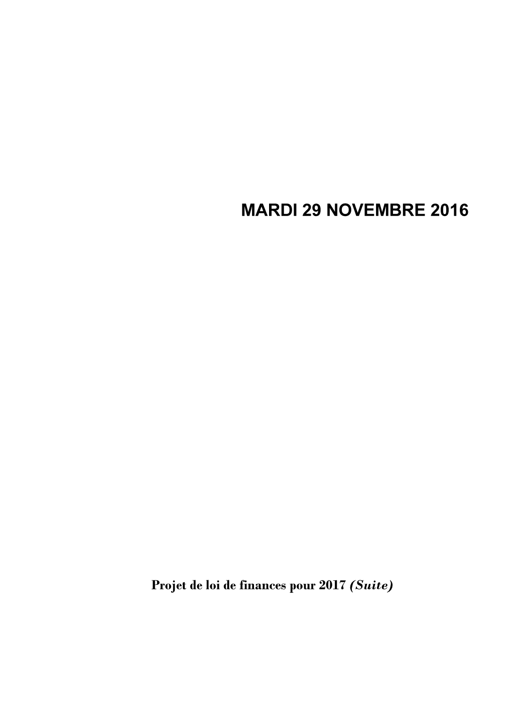 Mardi 29 Novembre 2016