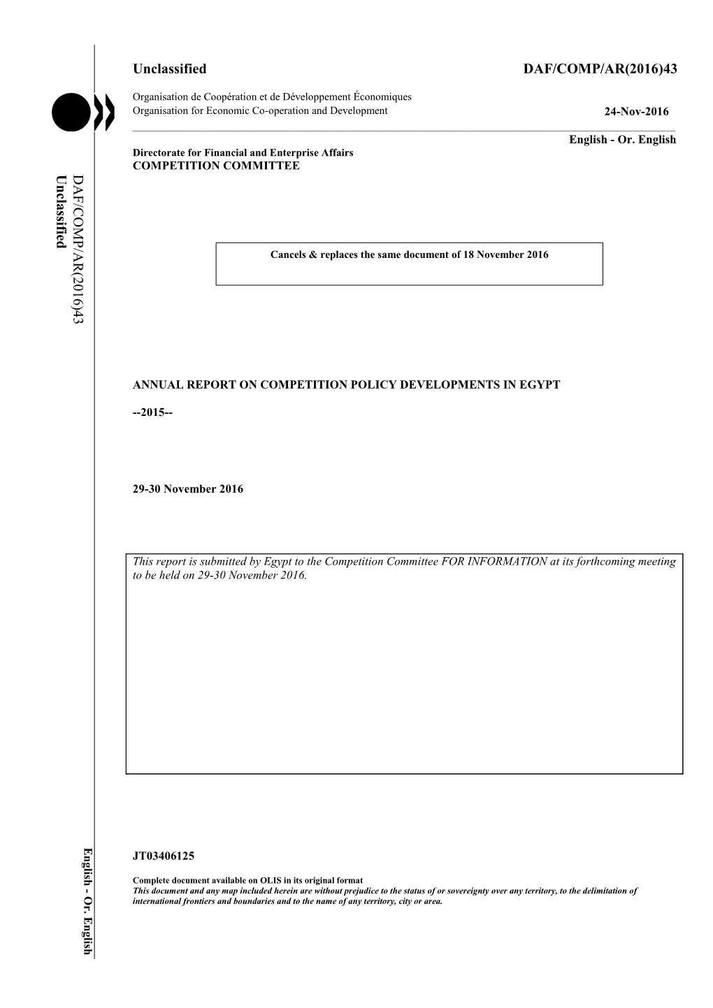 Unclassified DAF/COMP/AR(2016)43