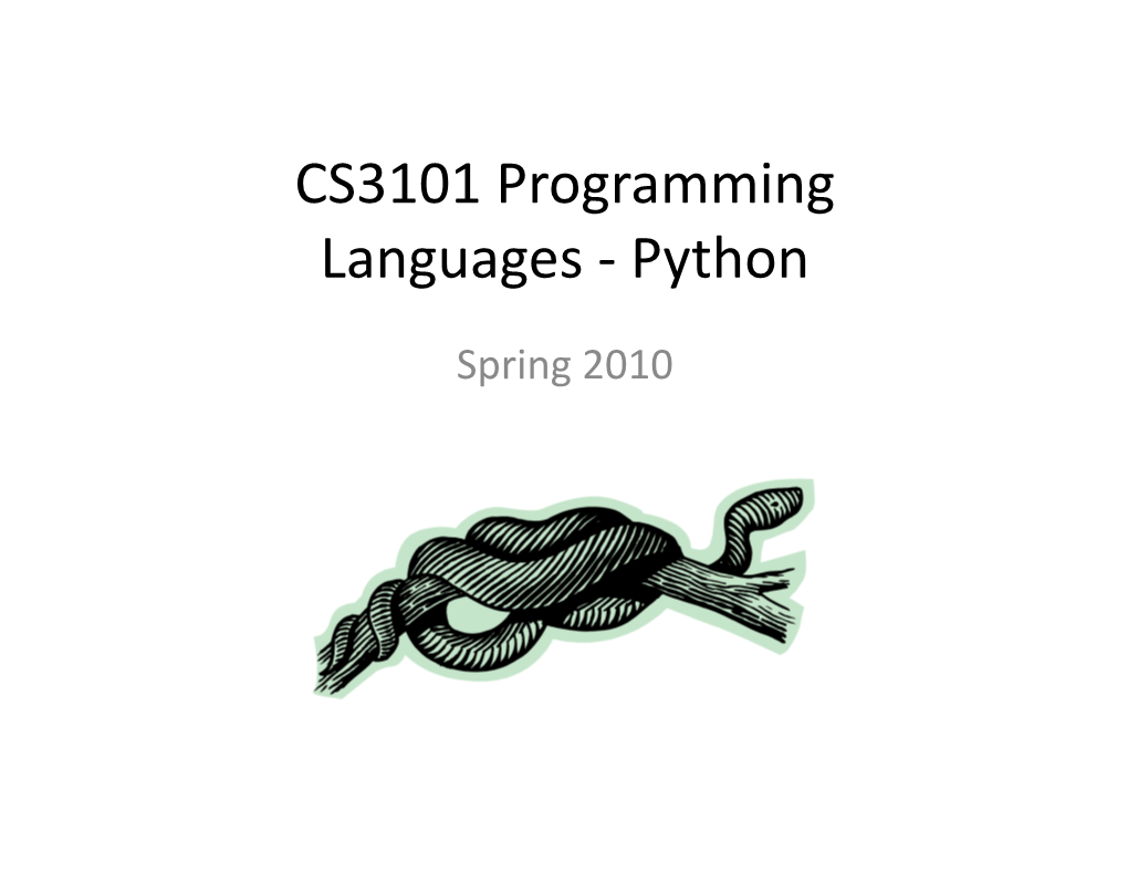 CS3101 Programming Languages -‐ Python