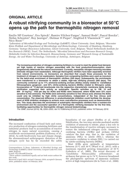 A Robust Nitrifying Community in a Bioreactor at 50&Thinsp;&Deg;C Opens up the Path for Thermophilic Nitrogen Removal