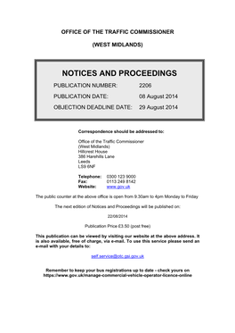 Notices and Proceedings 8 August 2014