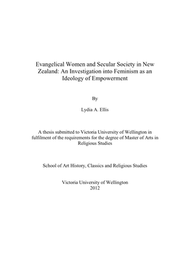 Evangelical Women and Secular Society in New Zealand: an Investigation Into Feminism As an Ideology of Empowerment