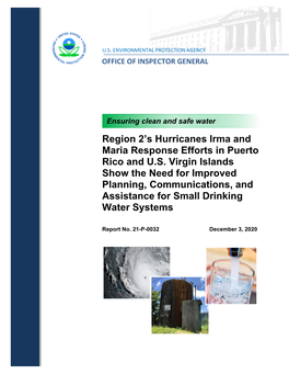 Region 2'S Hurricanes Irma and Maria Response Efforts in Puerto Rico
