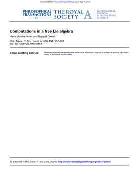 Computations in a Free Lie Algebra