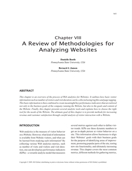 A Review of Methodologies for Analyzing Websites