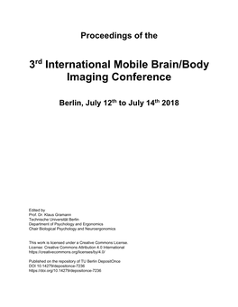 Proceedings of the 3Rd International Mobile Brain/Body Imaging Conference Berlin, July 12Th to July 14Th 2018
