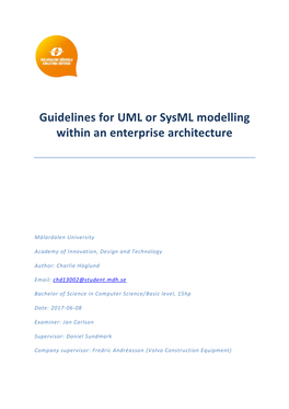 Guidelines for UML Or Sysml Modelling Within an Enterprise Architecture