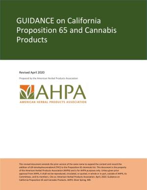 GUIDANCE on California Proposition 65 and Cannabis Products