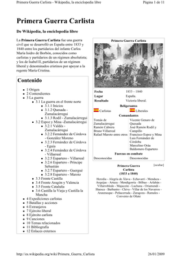 Primera Guerra Carlista - Wikipedia, La Enciclopedia Libre Página 1 De 11