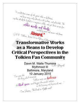 Transformative Works As a Means to Develop Critical Perspectives in the Tolkien Fan Community