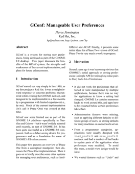 Gconf: Manageable User Preferences