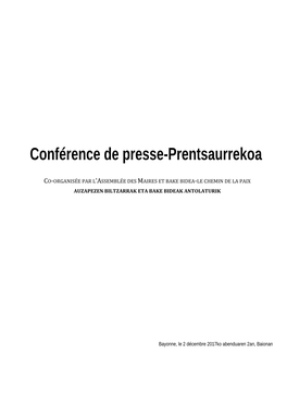 Conférence De Presse-Prentsaurrekoa