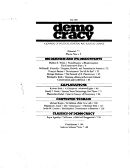 Modernism A1id Its Discontents E:Xplorations Contested Terradi Classics of Democracy