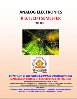 Analog Electronics Ii B.Tech I Semester for Eee