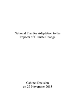 National Plan for Adaptation to the Impacts of Climate Change Cabinet