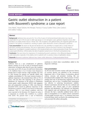 Gastric Outlet Obstruction in a Patient with Bouveret's